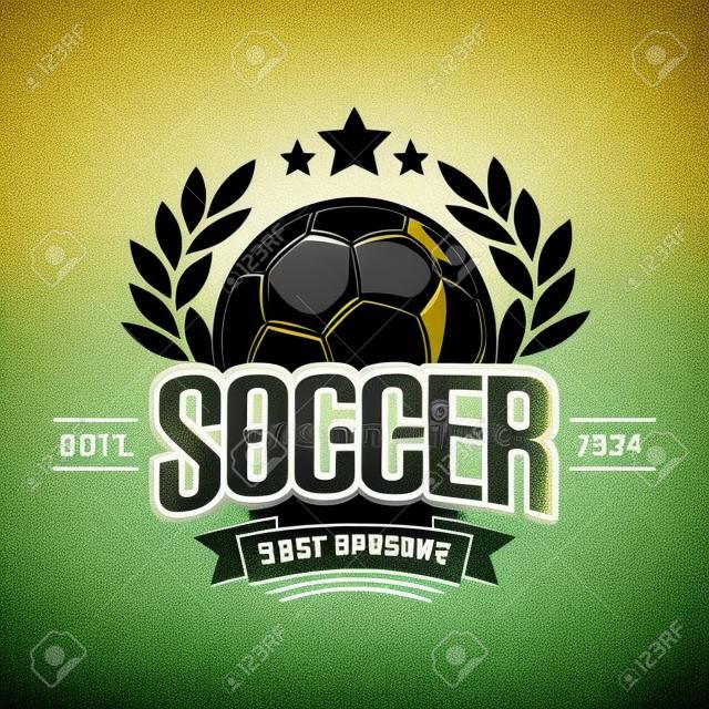 Soccer logo design template. Football emblem pattern.  Vintage style on isolated background. Print on t-shirt graphics. Vector illustration