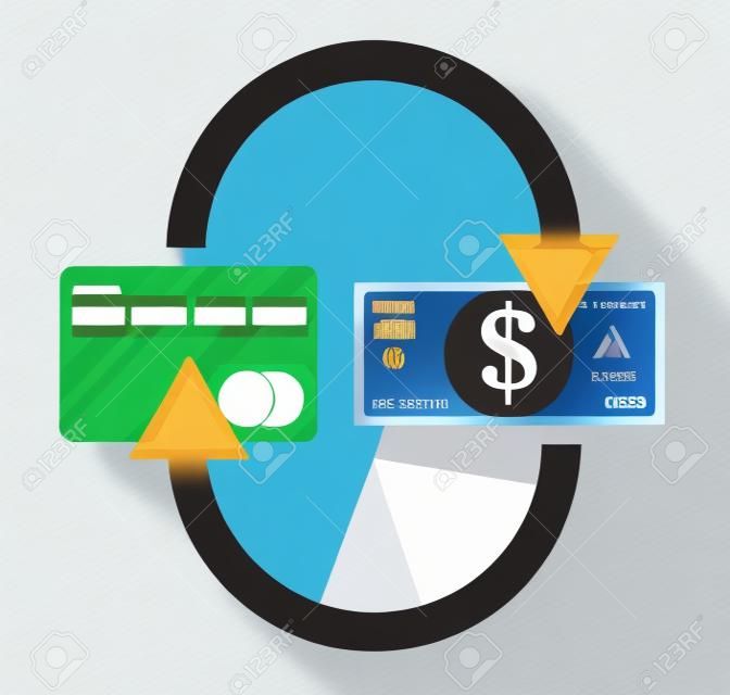 Ñ信用卡和现金支付方式现金进行聪明的投资业务现金支取业务在线支付概念平面设计