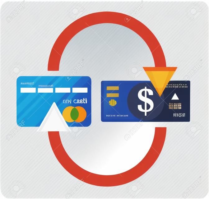 REDIT卡和現金。付款方式，套現，明智的投資，業務，取款，業務，網上支付的概念。扁平設計。