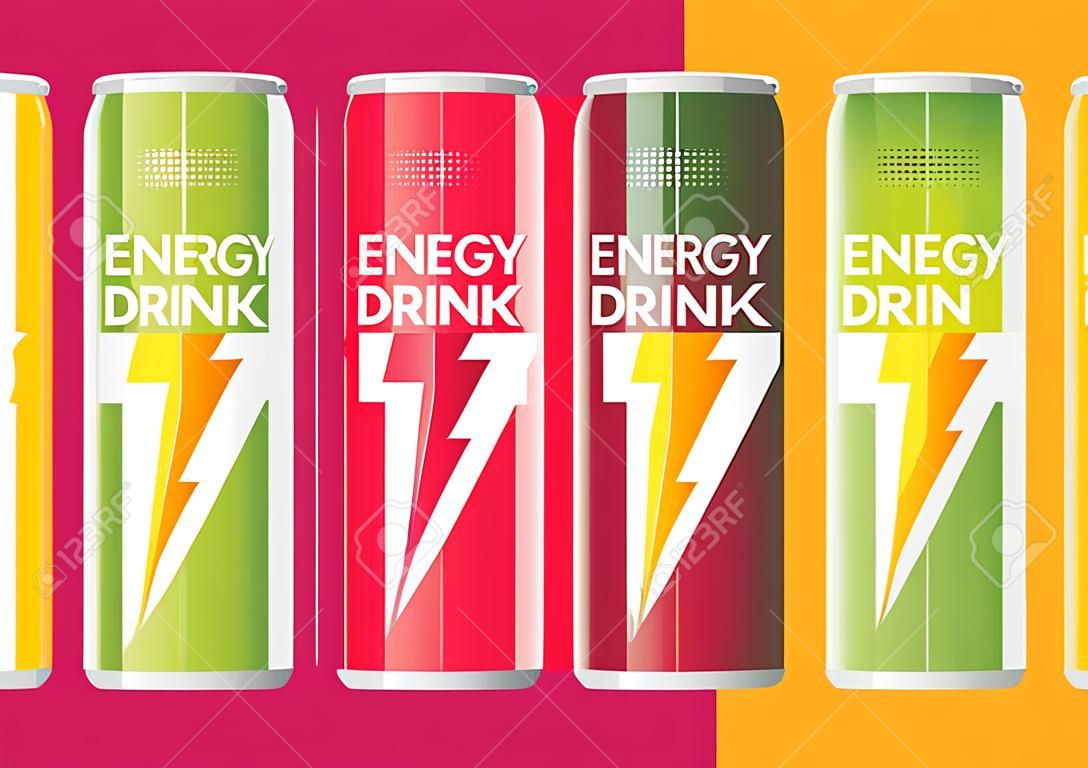 Energy drink disegno su sfondo bianco, illustrazione vettoriale.