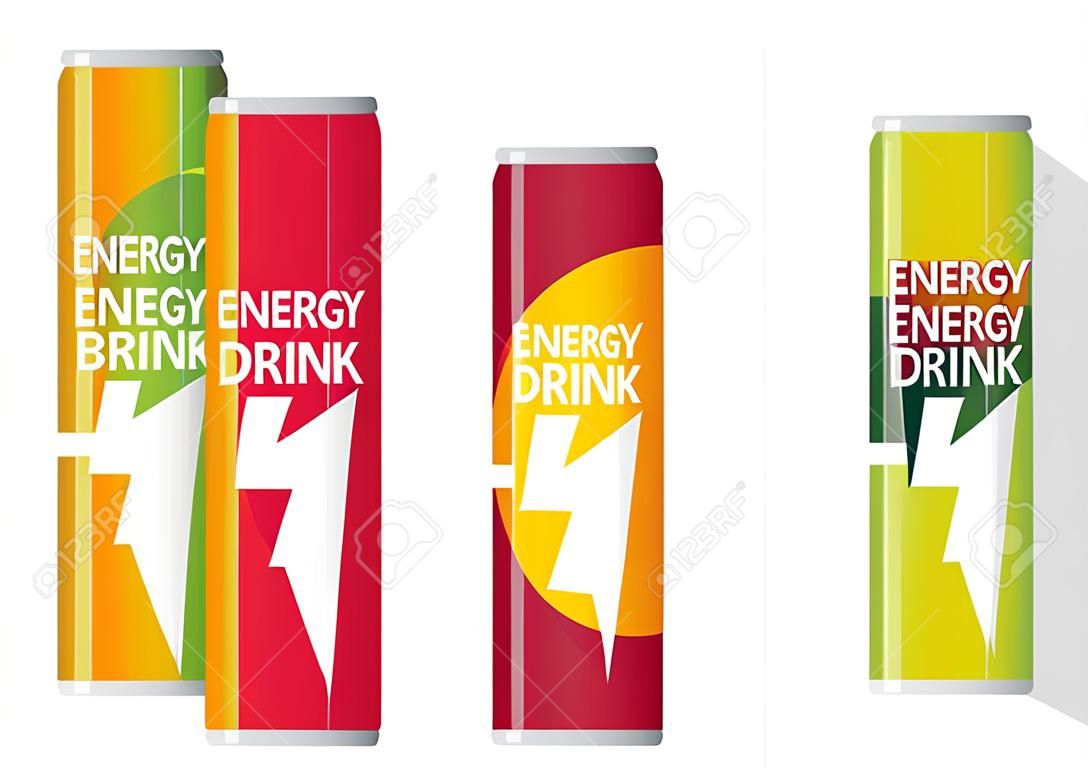 diseño de la bebida energética sobre el fondo blanco, ilustración vectorial.