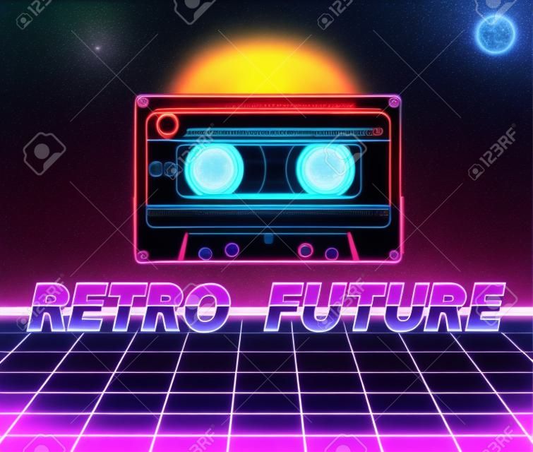 Retro future, 80s style Sci-Fi Background.