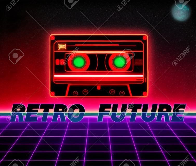 Ретро будущее, 80-е годы в стиле Sci-Fi фона.