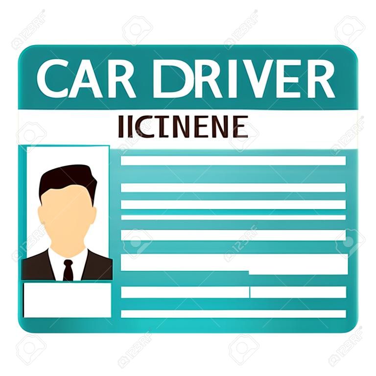 Identificador de la licencia de conducir de coches con foto aislada sobre fondo blanco
