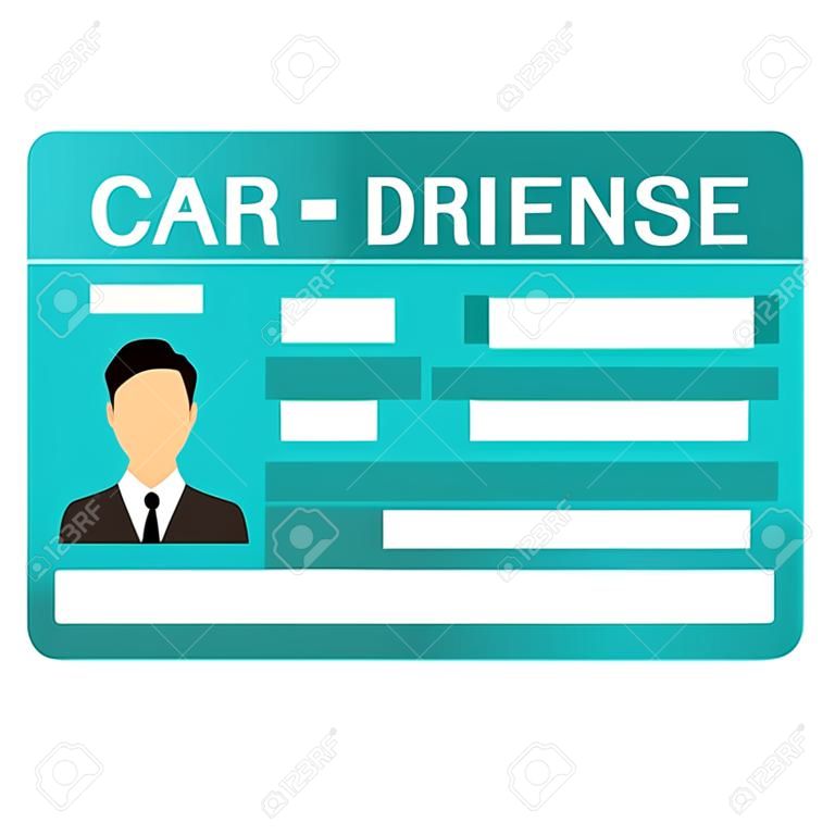 흰색 배경에 고립 된 사진과 함께 자동차 운전 면허증 신분증