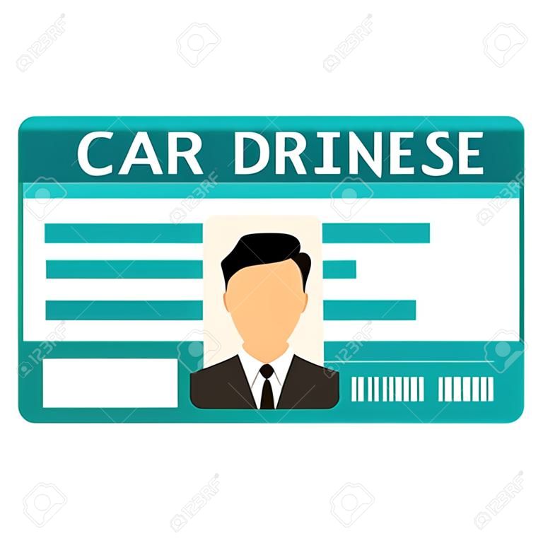 Identificador de la licencia de conducir de coches con foto aislada sobre fondo blanco
