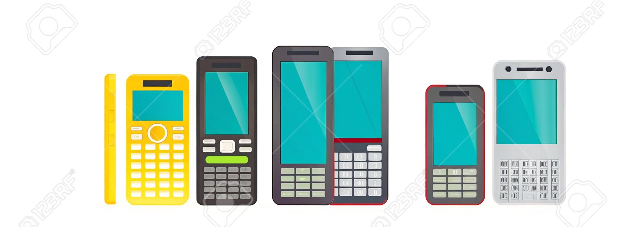 Cell phone evolution illustration. Flat vector.