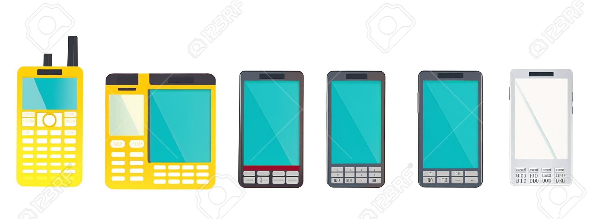 Cell phone evolution illustration. Flat vector.