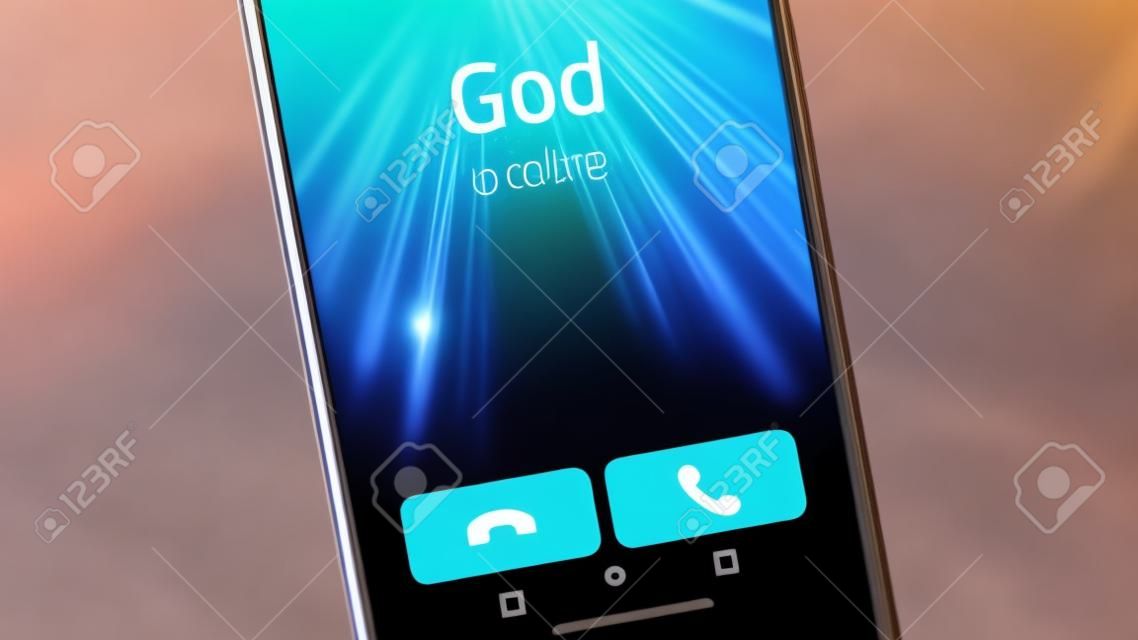 Chamada recebida de Deus em um smartphone