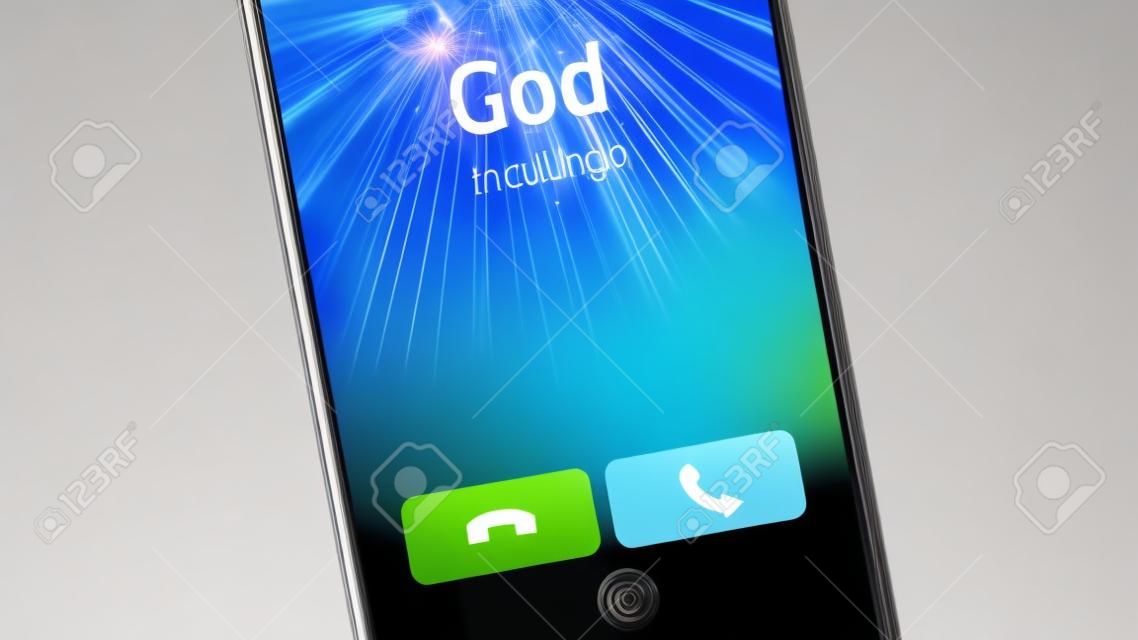 Llamada entrante de Dios en un teléfono inteligente