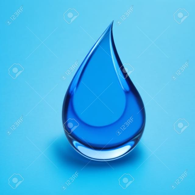 Kék csepp vízzel szemben, fehér alapon