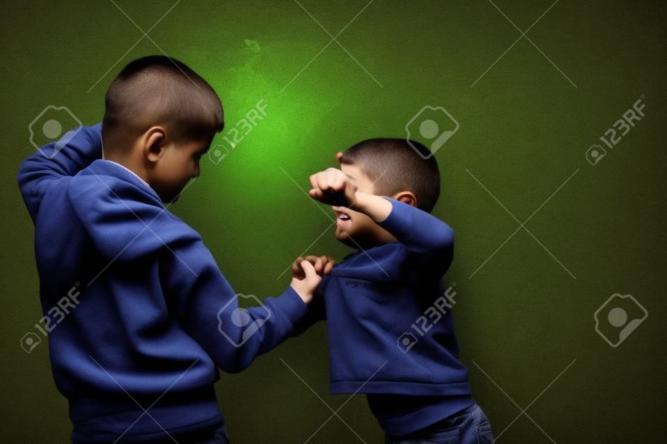 crianças lutam entre dois irmãos agressivos irritados (crianças, meninos)