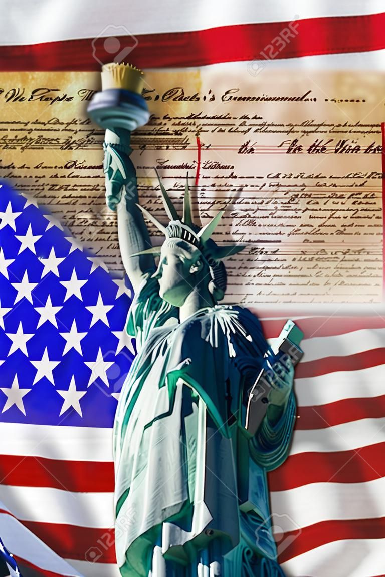 私たちはアメリカの旗と自由の女神を持つ人々。