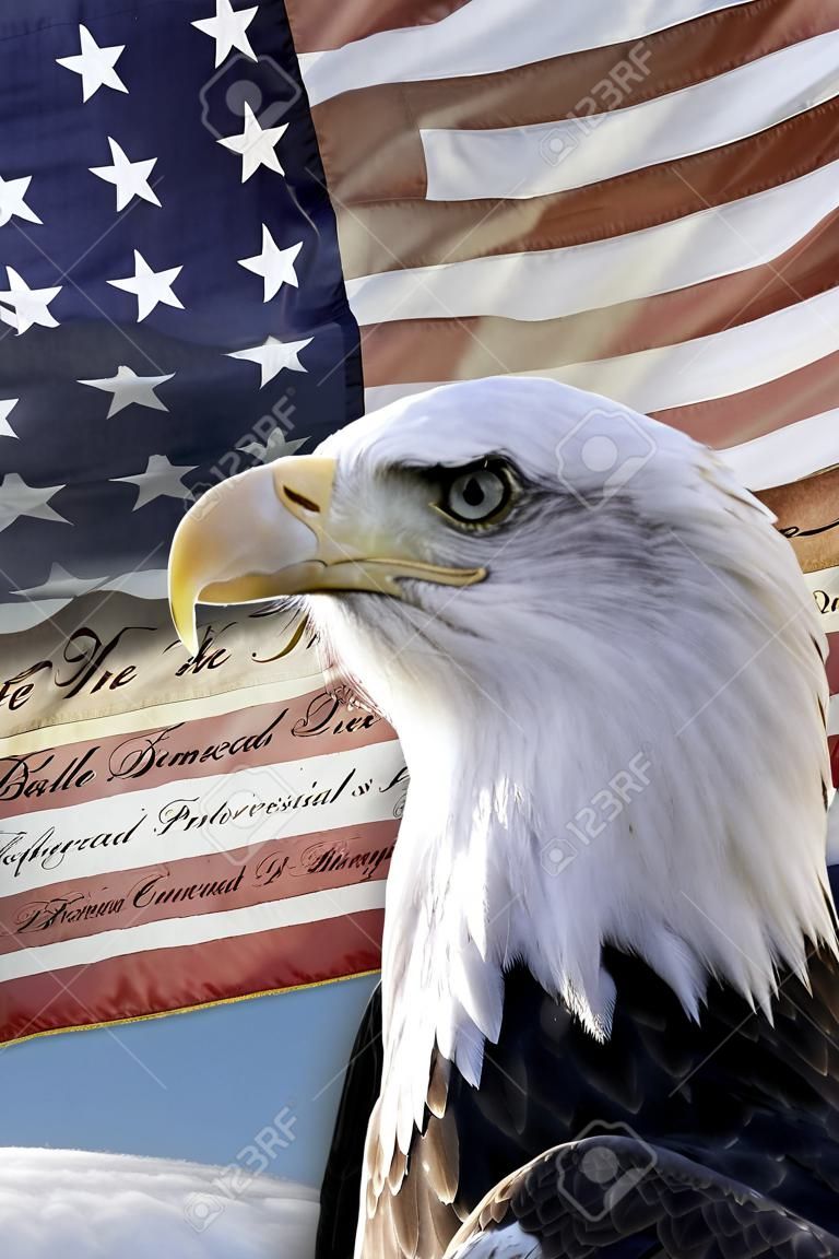 We the people with American bald eagle and flag.