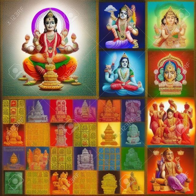 коллаж с индуистских богов, Индия