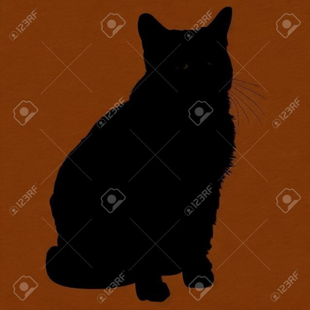 Egy fekete sziluettje ülő macska