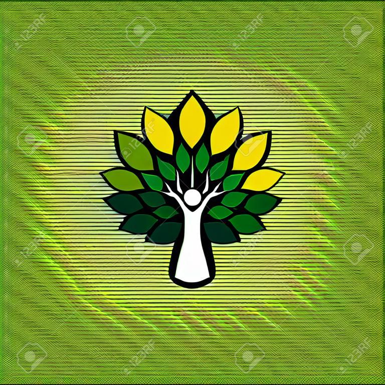 People Tree icône avec des feuilles vertes - concept d'éco