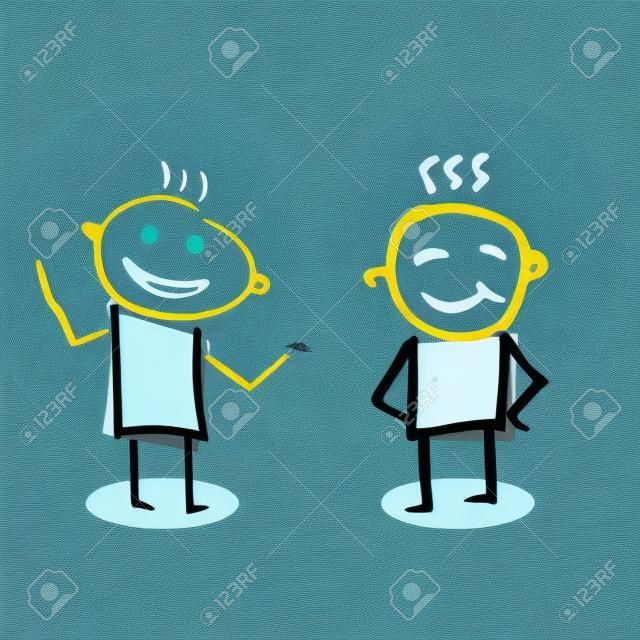 Illustration von zwei Leuten, die miteinander sprechen.