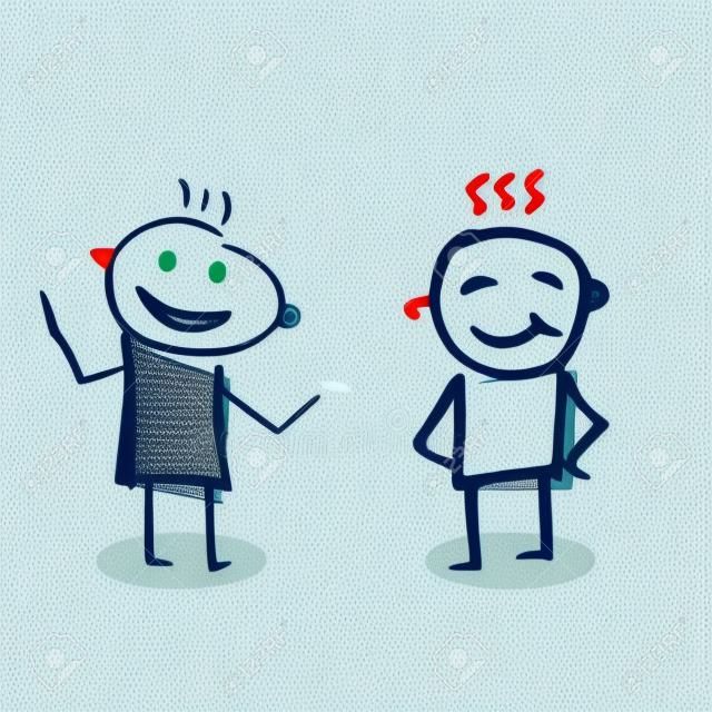 Illustration von zwei Leuten, die miteinander sprechen.