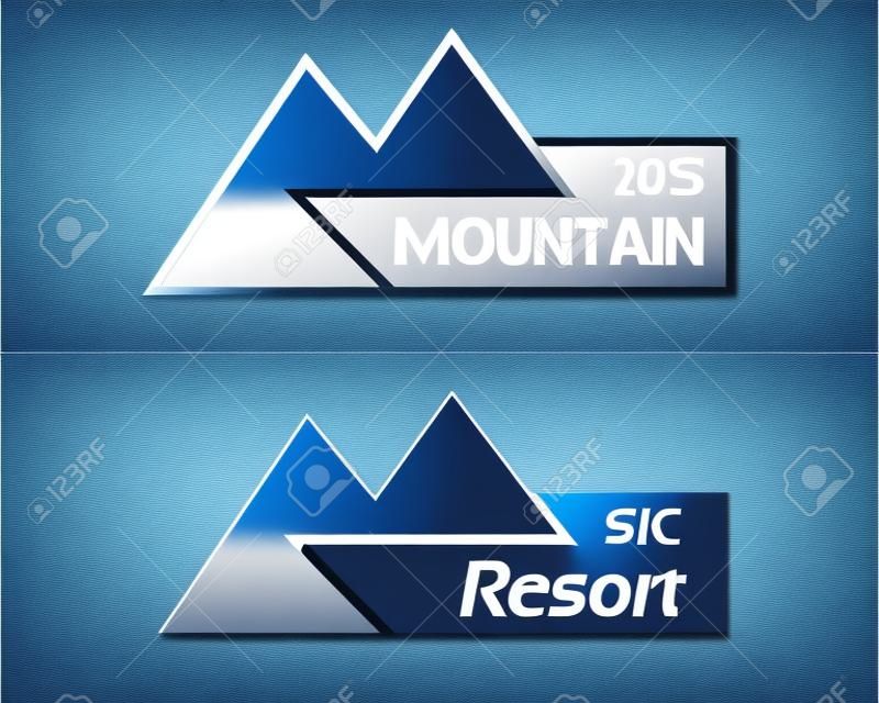 Mountain label - blue and white abstract vector illustration