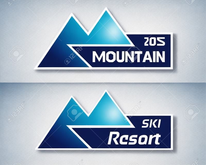 Mountain label - blue and white abstract vector illustration