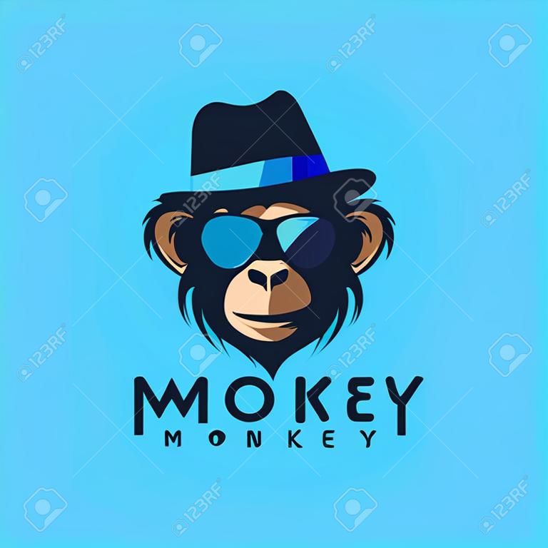 cool monkey logo design vector illustrator