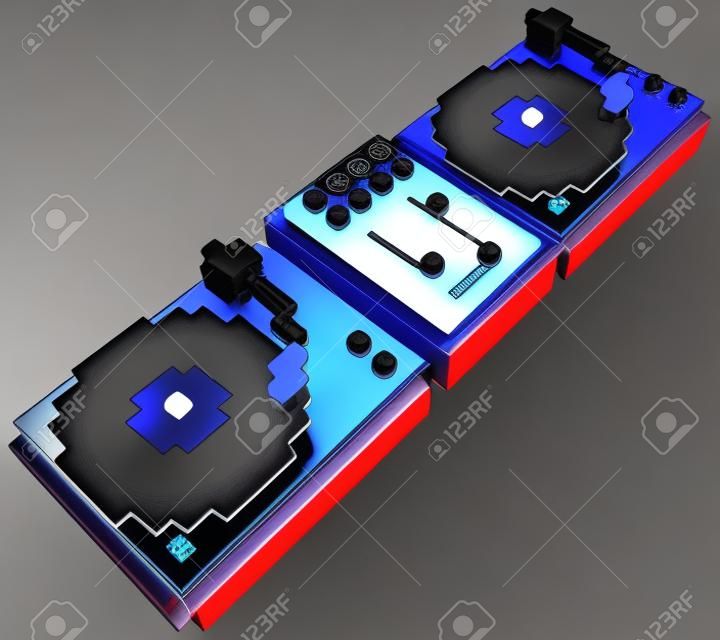 Cartoon style double turntable in 3D pixels