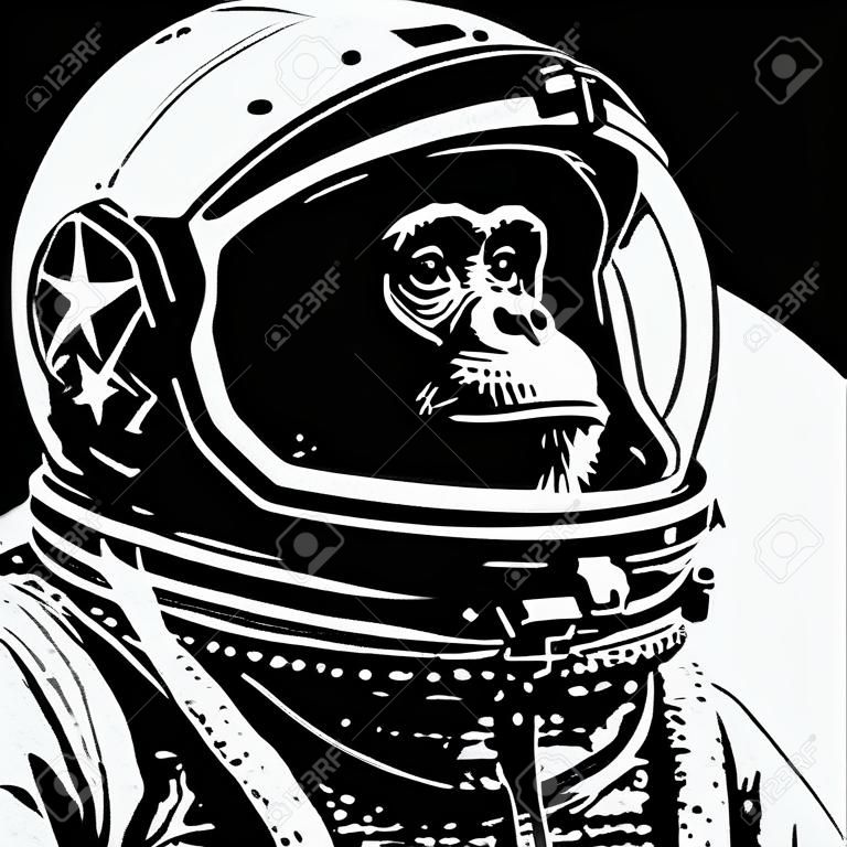 chimp in space stencil art