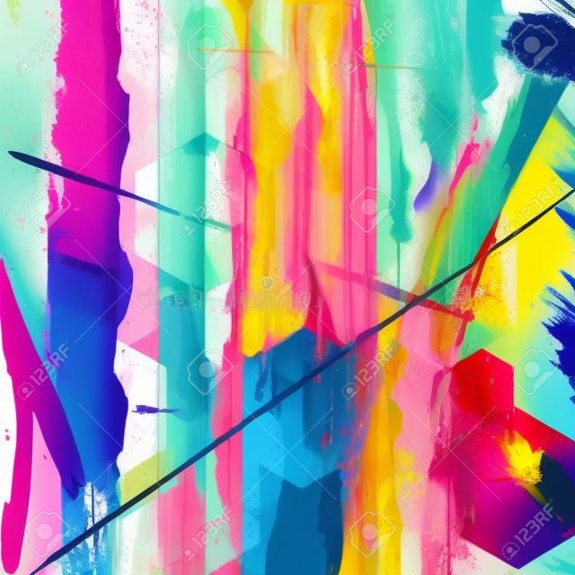 abstract background illustration, with paint strokes, splashes and squares