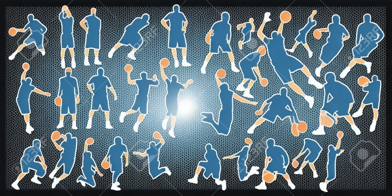 Basketball players set Vector illustration white background