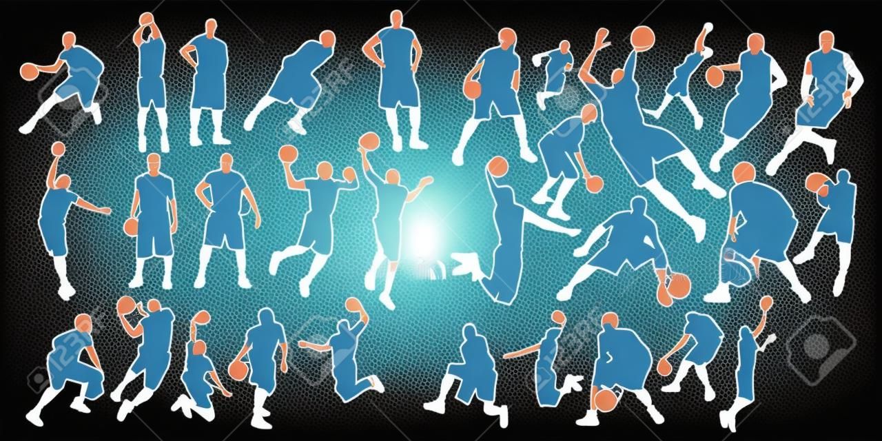 Basketball players set Vector illustration white background