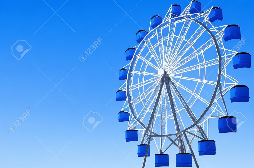 Ferris wheel. Futuristic polygonal construction. Blue background.