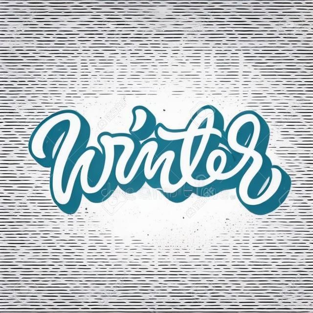 White winter handmade lettering, graffiti style italic calligraphy with outline and 3d block blended shade for logo, design concepts, banners, labels, prints, posters, stickers. Vector illustration.