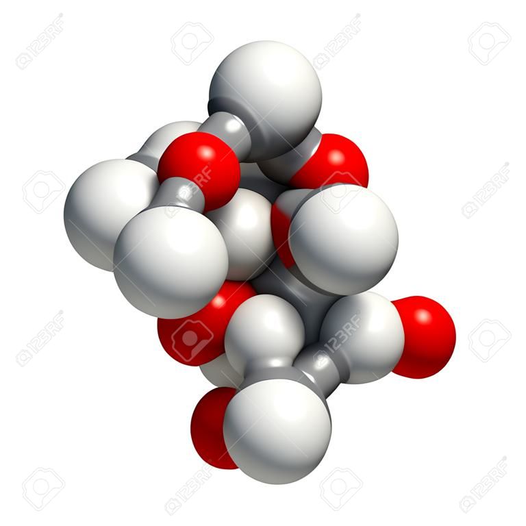 Chemical structure of a molecule of lactose, the disaccharide sugar found in milk.