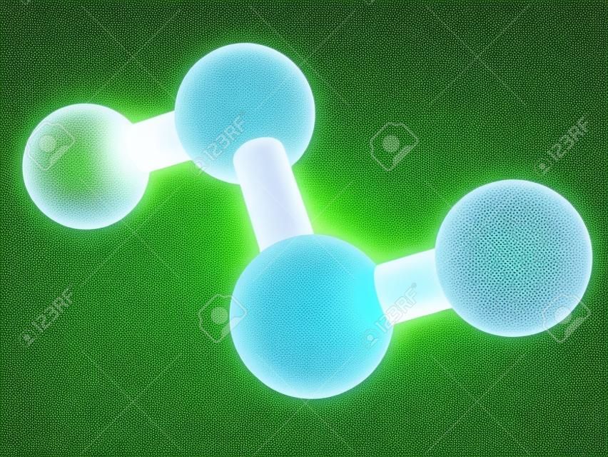 Molécula de peróxido de hidrogênio (H2O2), estrutura química. HOOH é um exemplo de uma espécie reativa de oxigênio (ROS). As soluções de H2O2 são frequentemente usadas em agentes de branqueamento e limpeza. Átomos são representados como esferas com codificação de cor convencional: hidrogênio (branco), o