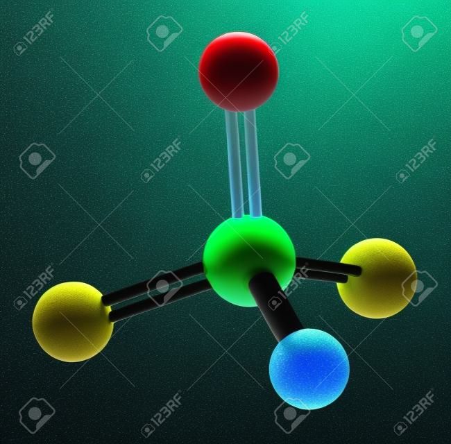 Anion de perchlorate, structure chimique. Les sels sont utilisés dans les propergols de fusée. Rendu 3D Les atomes sont représentés comme des sphères avec un codage de couleur conventionnel: chlore (vert), oxygène (rouge).
