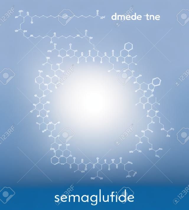 Semaglutide diabetes drug molecule (incretin agonist). Skeletal formula.