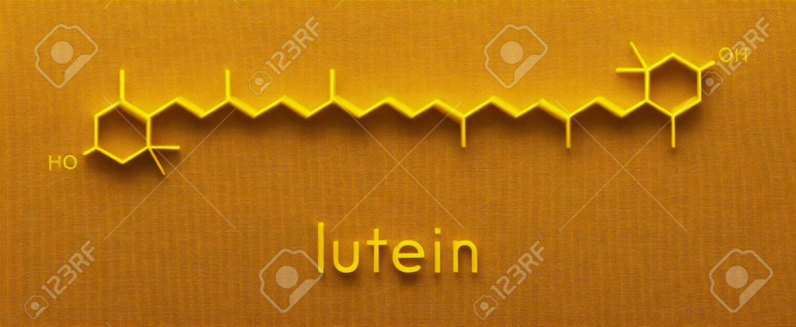 ルテイン黄色オレンジ色の植物色素分子。食品および飼料添加物として使用されるが、多くの野菜にも当然存在します。骨格式。