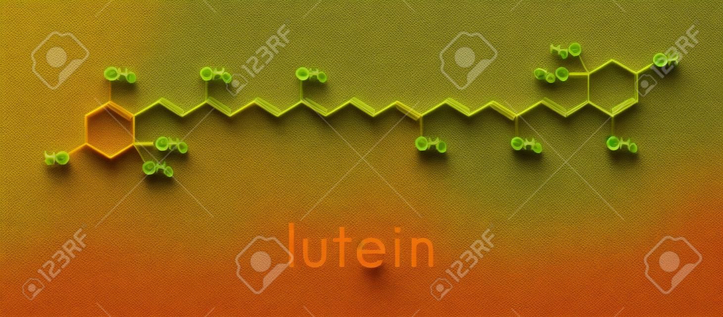루테인 황색 - 오렌지 식물 색소 분자. 식품 및 사료 첨가제로 사용되지만 또한 많은 야채에 자연적으로 존재합니다. 골격 공식.