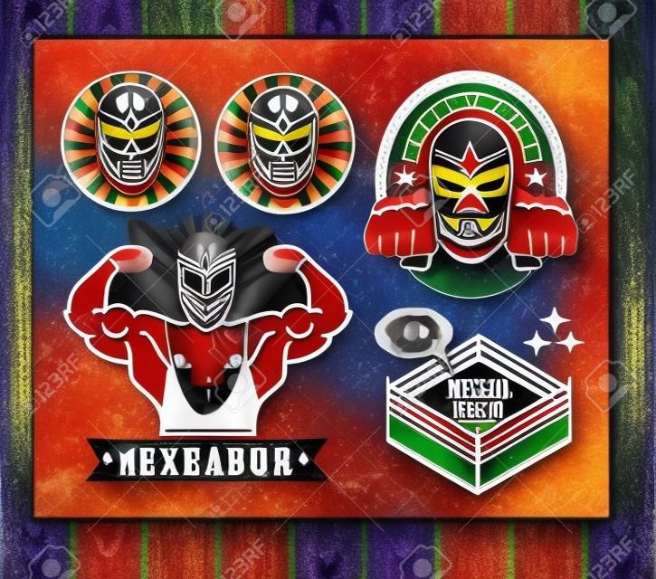 Mexikanischer Ringkämpfer-Set. Lucha Libre