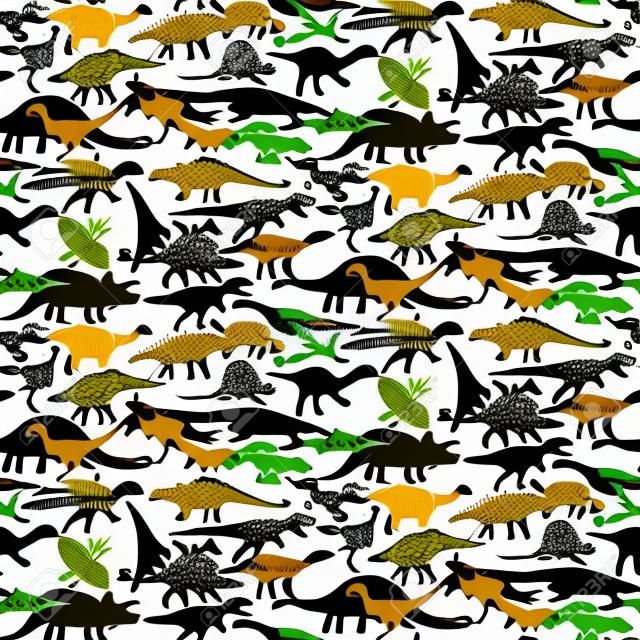Seamless du motif de camouflage avec des dinosaures. Illustration vectorielle.