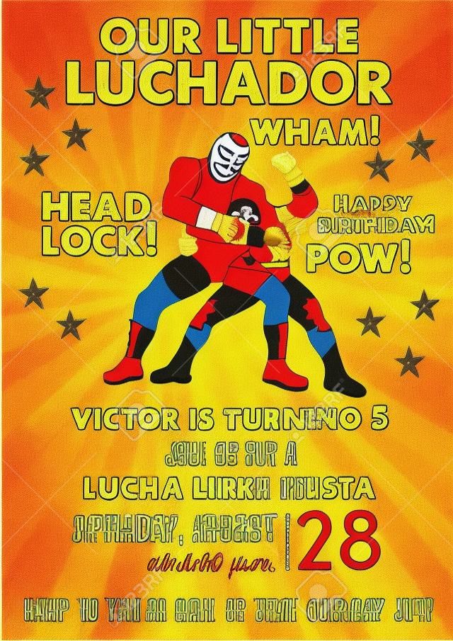 Set of Vintage Lucha Libre tickets. Lucha Libre Birthday Party. Birthday Invitation Templates.