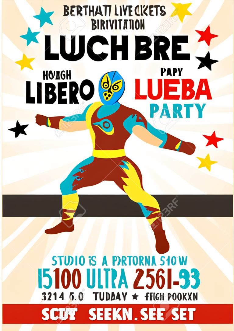 Set of Vintage Lucha Libre tickets. Lucha Libre Birthday Party. Birthday Invitation Templates.