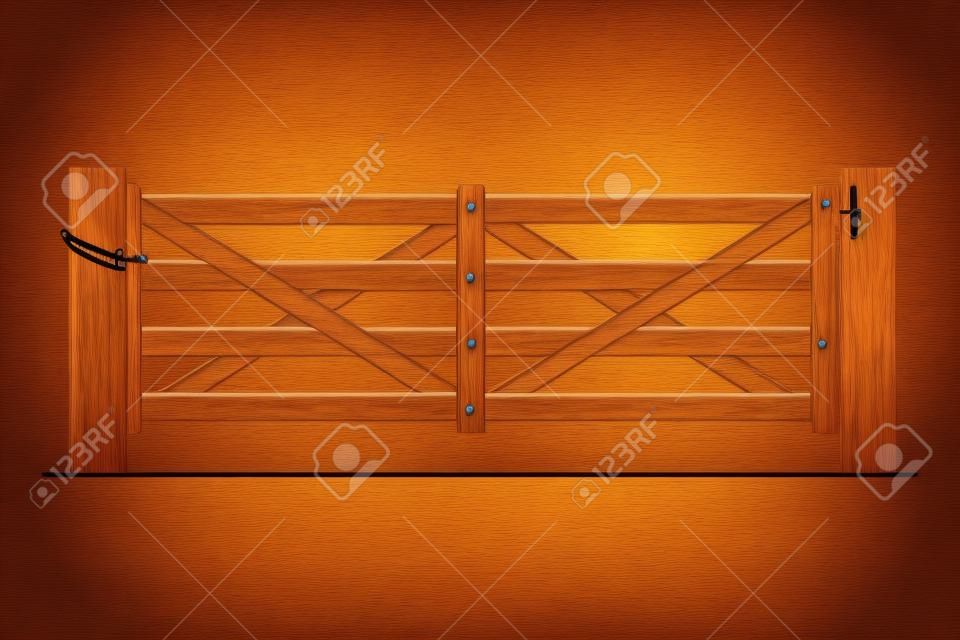 Diseño plano de vector de puertas de madera de la granja.