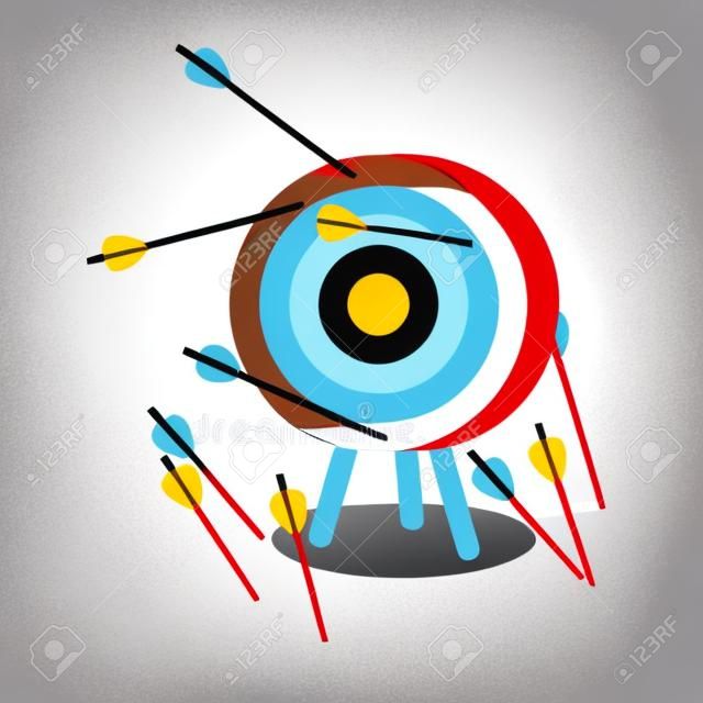 Arrows missing target.Failing to hit the target.Vector illustration.