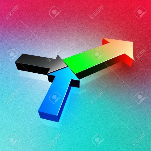 Concepto de transformación con símbolos de flecha metálico (colección de color)