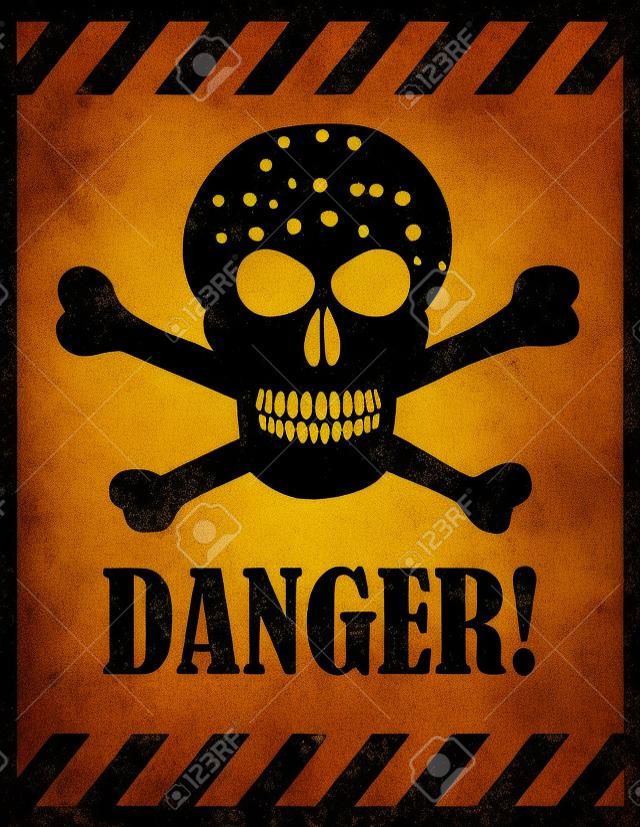 Danger sign with skull symbol. Deadly danger sign, warning sign, danger zone