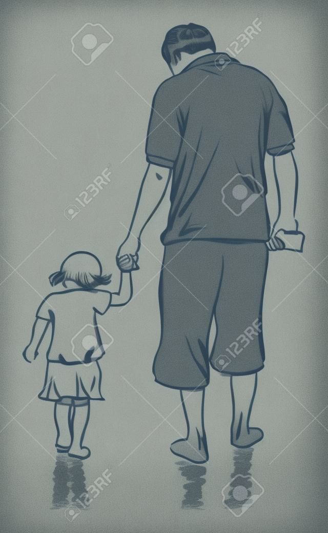 vader en dochter illustratie