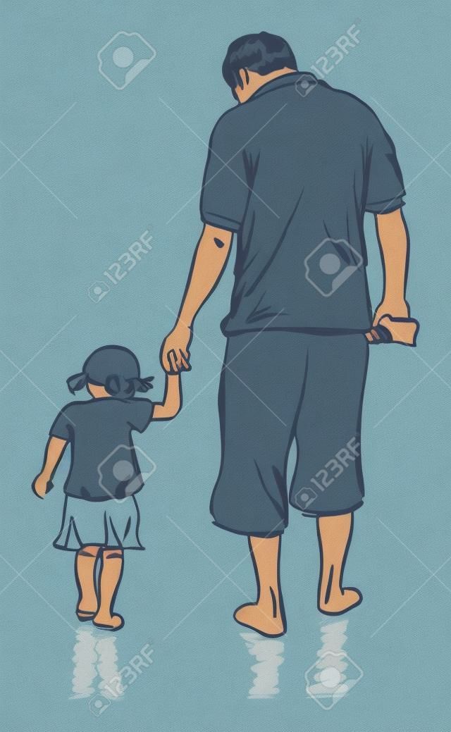 father and daughter illustration