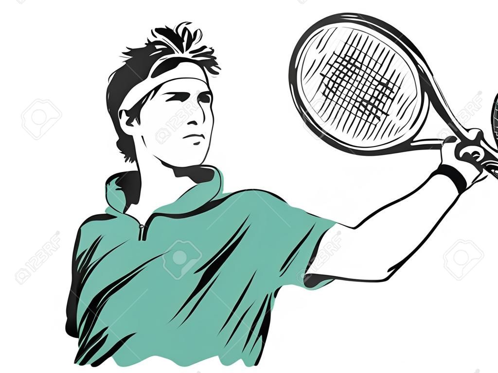 TENNIS PLAYER closeup illustration